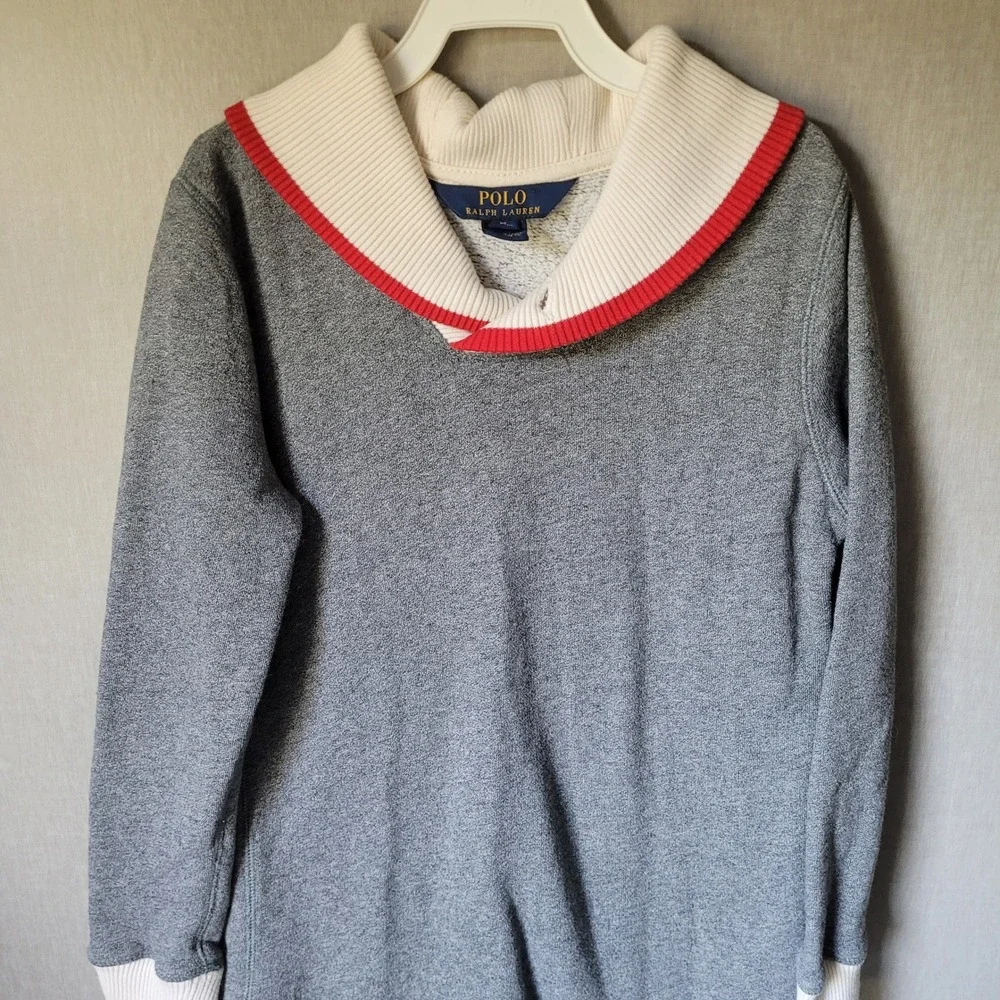 Polo Ralph Lauren Girls Dress M 8 10 Gray Fleece Toggle Neck Preppy Winter Ski
